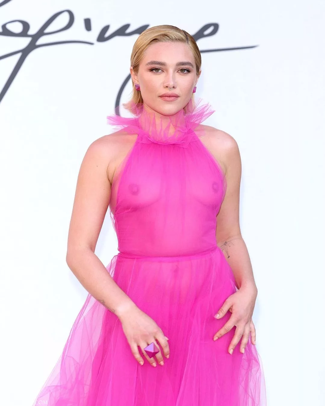 florence pugh pink sheer tulle see through gown 02 - FSI Models